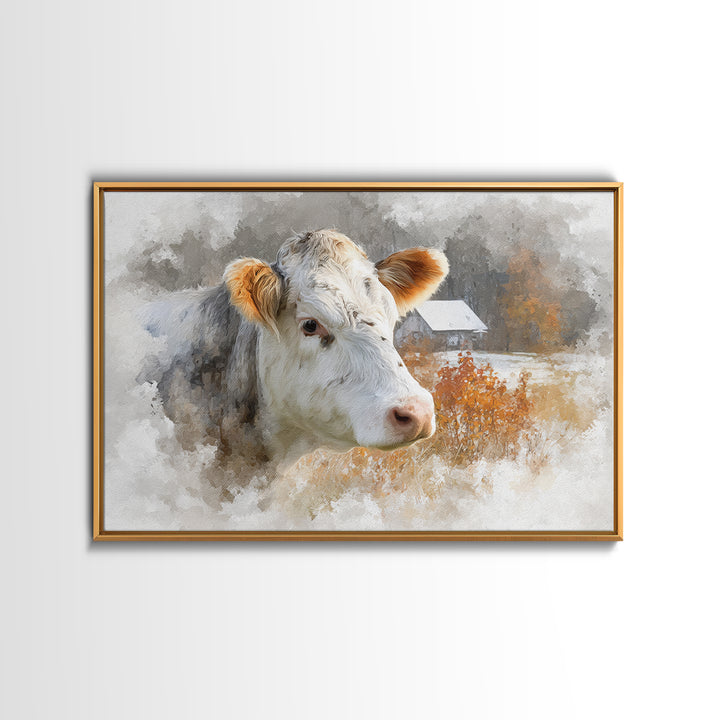 Gentle Cow Portrait Canvas Print, Animal Art, Wall Art, Living Room Decor, Fine Art, Creature, Nursery Decor, Art Deco, ANI-3x2-83