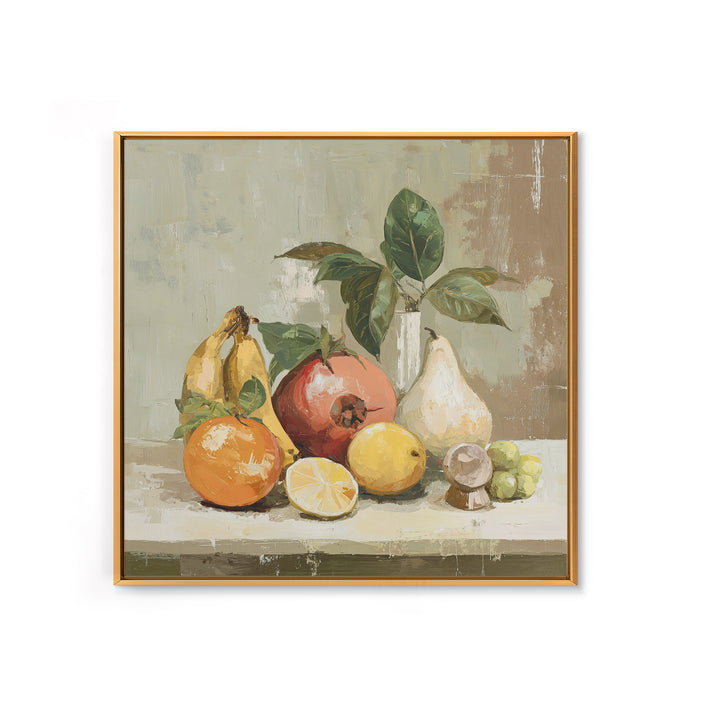 Bold Pop Fruit Composition Framed Canvas Print, Art, Canvas Wall Art, Living Room Decor, Watercolor Art, Boho Wall Art, ART-1x1-16
