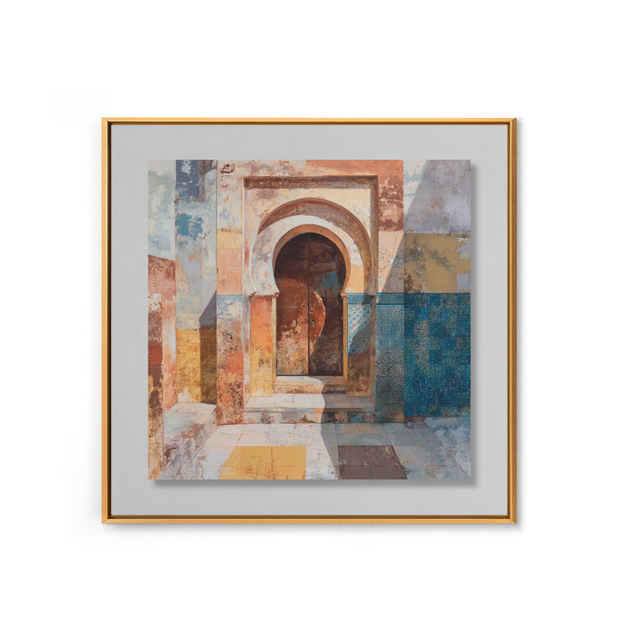 Architectural Archway in Warm Mediterranean Light Canvas Print, Art, Art Nouveau, Living Room Decor, Oil Painting, ART-1x1-22