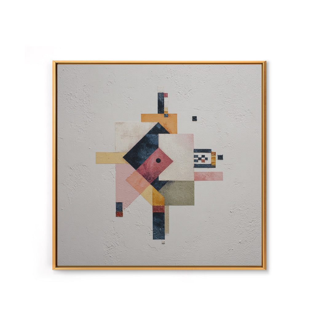 Geometric Color Study Framed Canvas Print, Art, Pink Wall Art, Living Room Decor, Fine Art, Textured Painting, ART-1x1-33