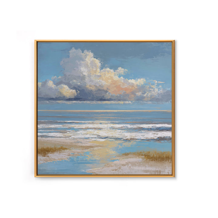 Dramatic Seascape with Foam and Storm Clouds Framed Canvas Print, Art, Living Room Decor, Fine Art, Art Nouveau, ART-1x1-48