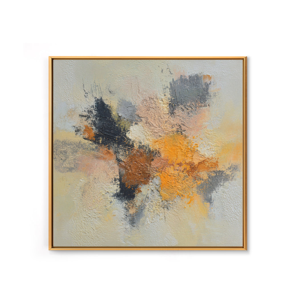 Contemporary Abstract with Layered Pigments and Energetic Canvas Print, Art, Black Art, Living Room Decor, Abstract Art, ART-1x1-50