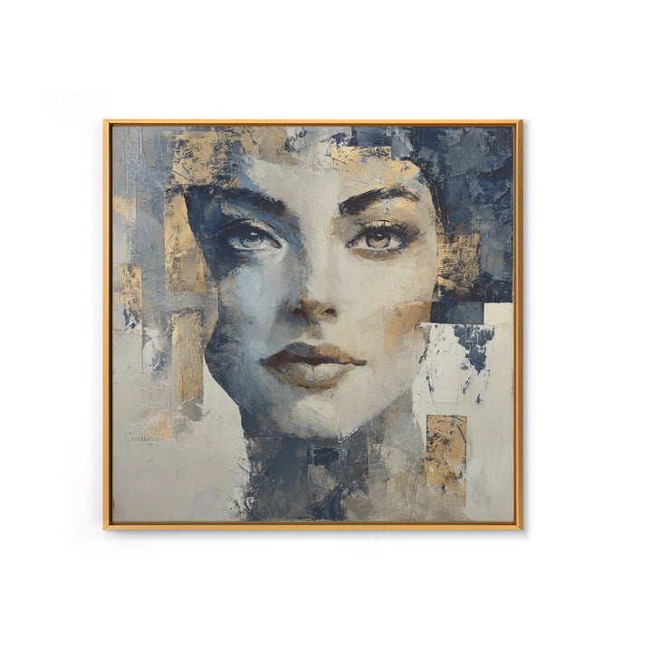 Expressive Portrait with Dramatic Light and Textured Framed Canvas Print, Art, Ai Art, Living Room Decor, Fine Art, ART-1x1-52
