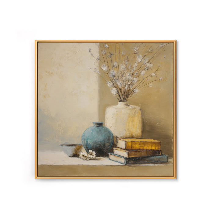 Sunlit Interior Still Life Framed Canvas Print, Art, Prints Wall Art, Living Room Decor, Fine Art, Fine Art Print, ART-1x1-62