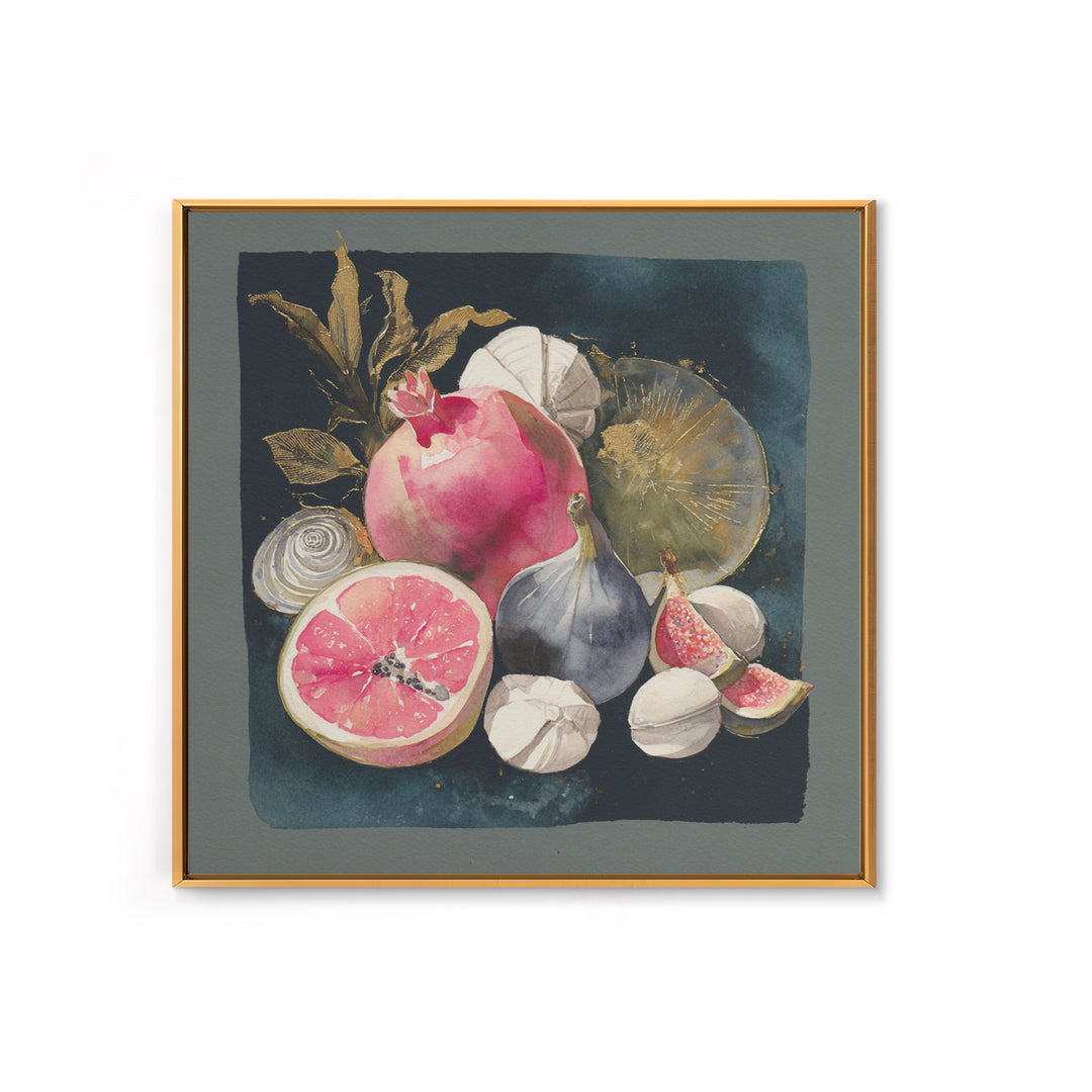 Bold Pop Fruit Composition Framed Canvas Print, Art, Abstract Art, Living Room Decor, Fine Art, Pink Wall Art, ART-1x1-64