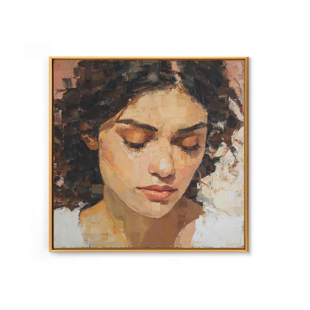 Expressive Portrait with Dramatic Light and Textured Canvas Print, Art, Printable Art, Living Room Decor, Oil Painting, ART-1x1-76