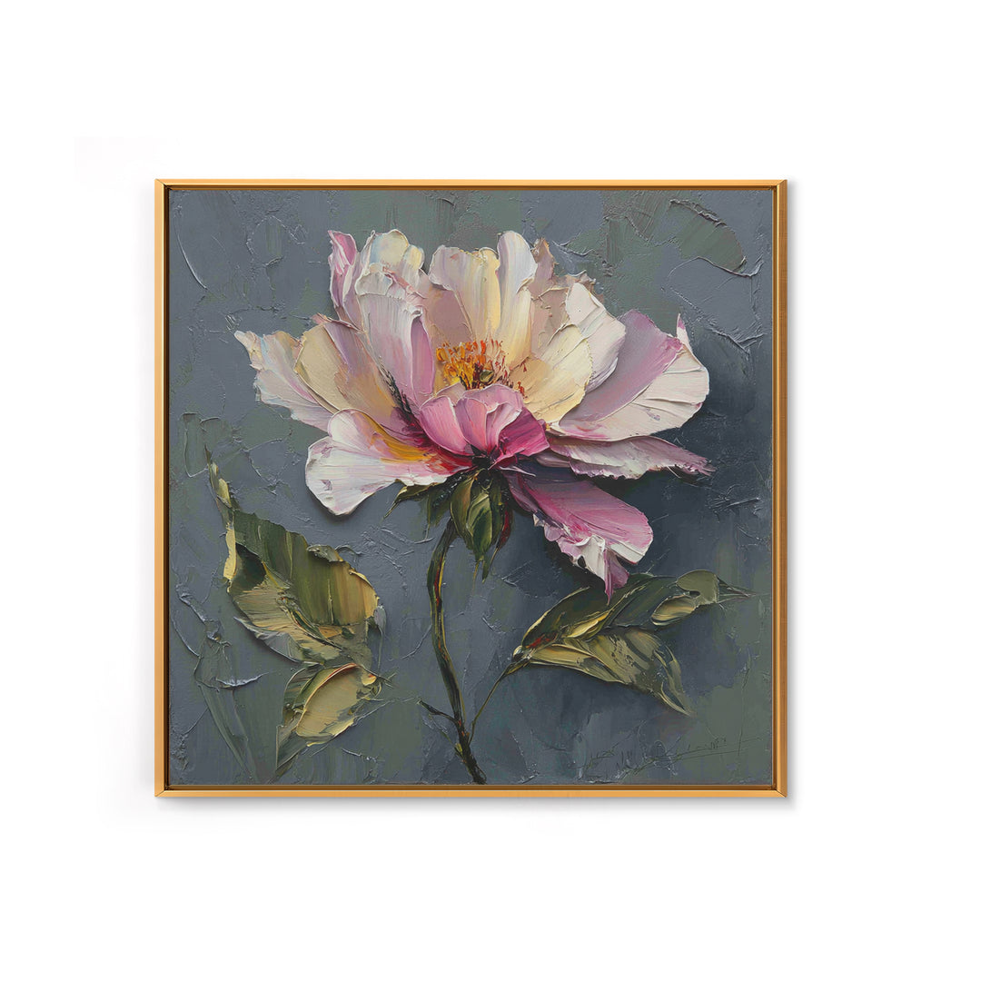 Romantic Floral Oil Painting Framed Canvas Print, Art, Art Commission, Living Room Decor, Oil Painting, Black Art, ART-1x1-8