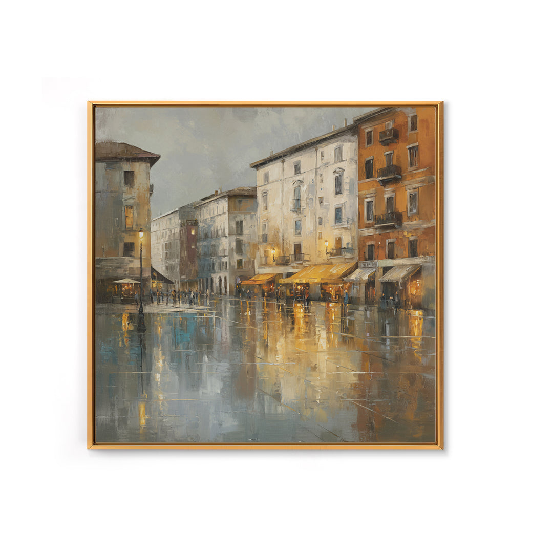 Moody City Scene Reflected Canvas Print, Art, Boho Wall Art, Living Room Decor, Oil Painting, Textured Painting, ART-1x1-82