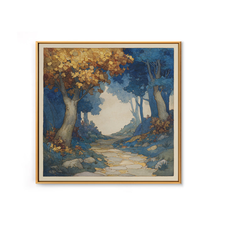 Woodland Path with Golden Autumn Atmosphere Canvas Print, Art, Horizontal Wall Art, Living Room Decor, Fine Art, ART-1x1-95