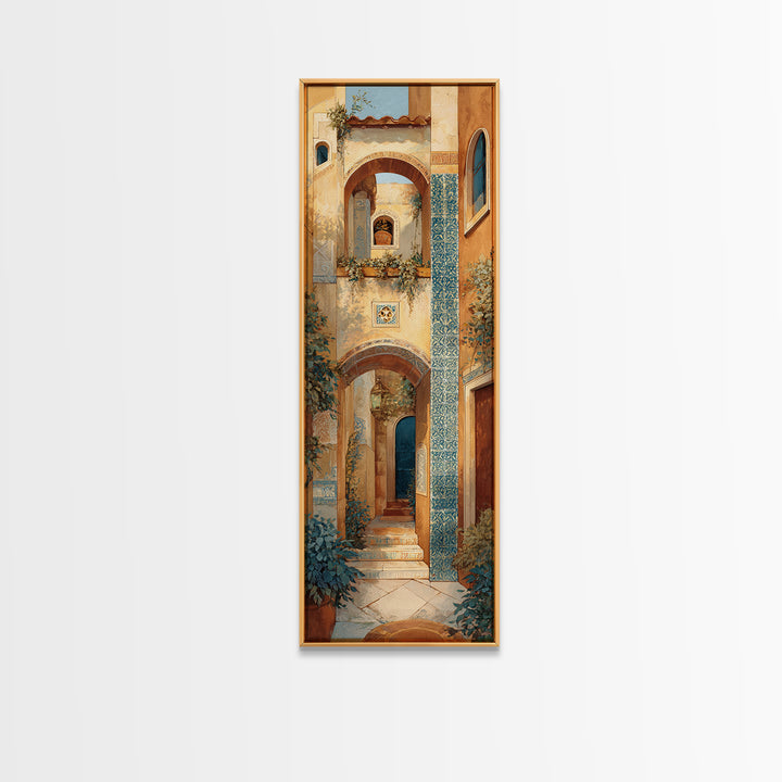 Architectural Archway in Warm Mediterranean Light Canvas Print, Art, Framed Wall Art, Living Room Decor, Fine Art, ART-1x3-10