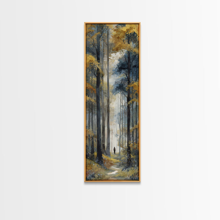 Woodland Path with Golden Autumn Atmosphere Canvas Print, Art, Digital Wall Art, Living Room Decor, Fine Art, ART-1x3-11