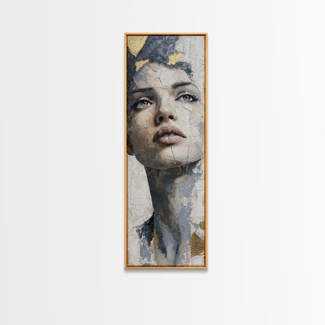 Expressive Portrait with Dramatic Light and Textured Canvas Print, Art, Pink Wall Art, Living Room Decor, Fine Art, ART-1x3-16