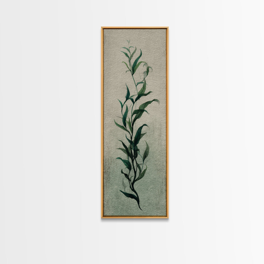 Minimal Botanical Ink Drawing on Handmade Paper Canvas Print, Art, Neutral Decor, Living Room Decor, Fine Art, ART-1x3-17