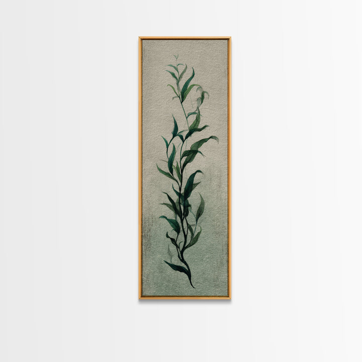 Minimal Botanical Ink Drawing on Handmade Paper Canvas Print, Art, Neutral Decor, Living Room Decor, Fine Art, ART-1x3-17