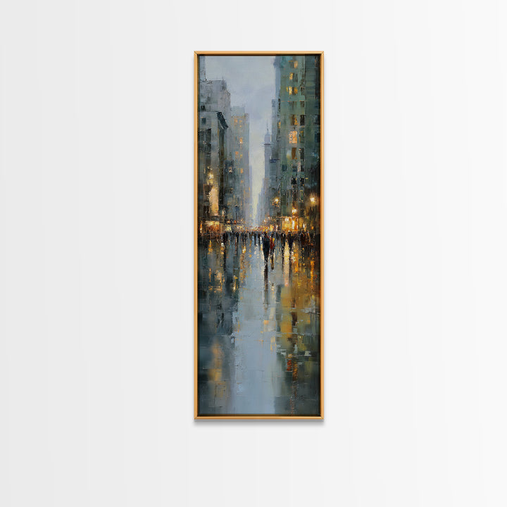 Moody City Scene Reflected Canvas Print, Art, Canvas Art, Living Room Decor, Fine Art, Horizontal Wall Art, Home Decor, ART-1x3-22