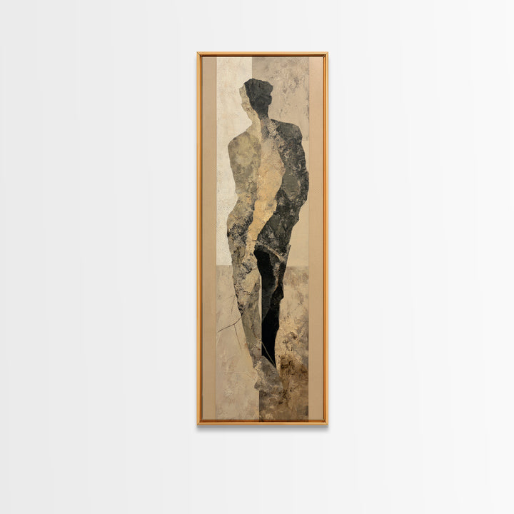 Simple Monochrome Figure Study Framed Canvas Print, Art, Home Decor, Living Room Decor, Fine Art, Minimalist Decor, ART-1x3-24