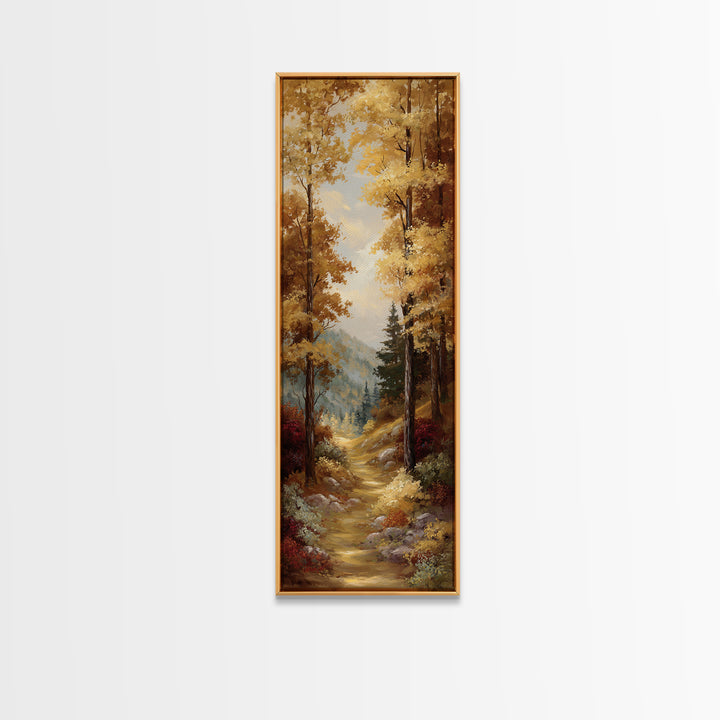 Woodland Path with Golden Autumn Atmosphere Canvas Print, Art, Modern Decor, Living Room Decor, Fine Art, Art Prints, ART-1x3-35