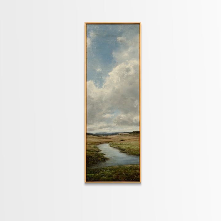 Classic Landscape with Winding River and Atmospheric Canvas Print, Art, Textured Painting, Living Room Decor, Oil Painting, ART-1x3-39