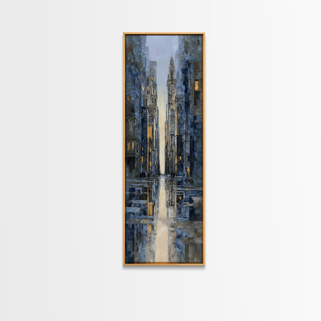 Moody City Scene Reflected Framed Canvas Print, Art, Prints Wall Art, Living Room Decor, Fine Art, Fine Art Print, ART-1x3-46