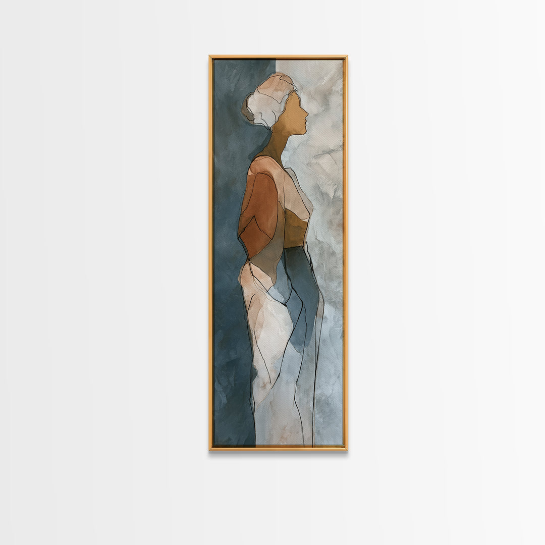 Simple Monochrome Figure Study Canvas Print, Art, Statement Artwork, Living Room Decor, Fine Art, Digital Art, ART-1x3-48