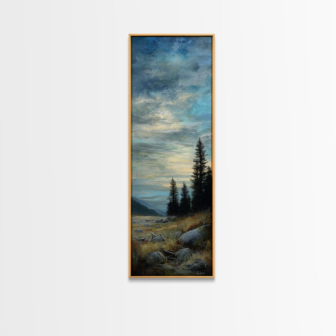 Quiet Mountain Scene Canvas Print, Art, Black Art, Living Room Decor, Fine Art, Wall Decor, Neutral Decor, Modern Decor, ART-1x3-5