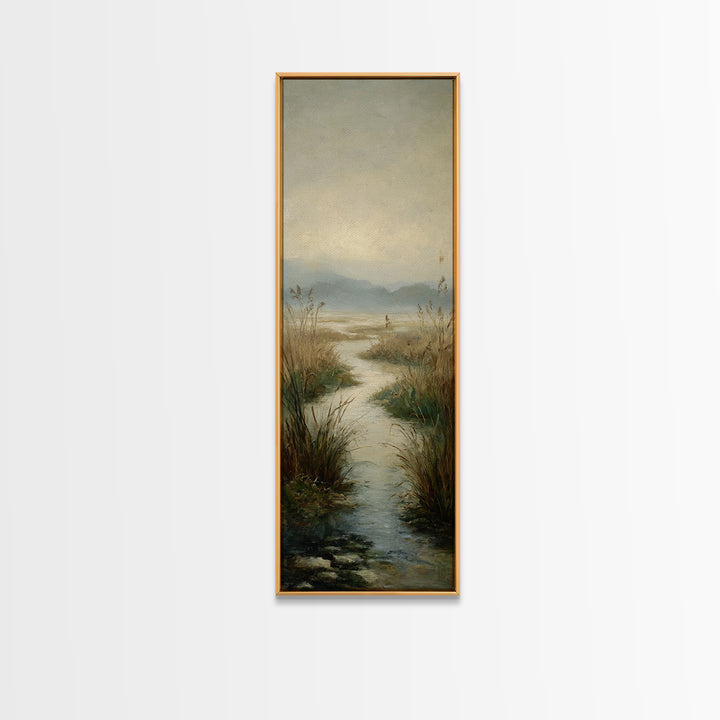 Classic Landscape with Winding River and Atmospheric Canvas Print, Art, Art Commission, Living Room Decor, Fine Art, ART-1x3-63