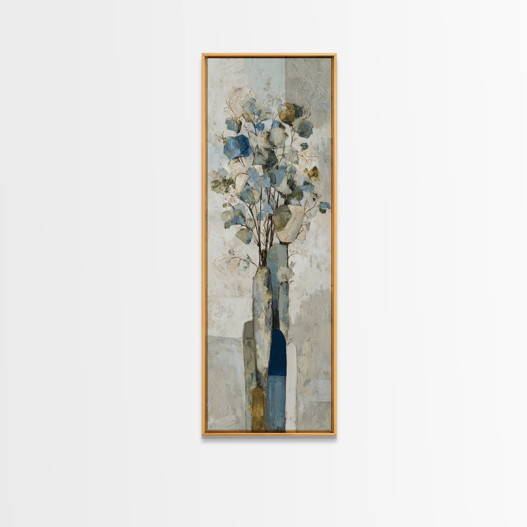 Modern Sculptural Shapes Rendered as Painted Forms Framed Canvas Print, Art, Boho Wall Art, Living Room Decor, Abstract Art, ART-1x3-66
