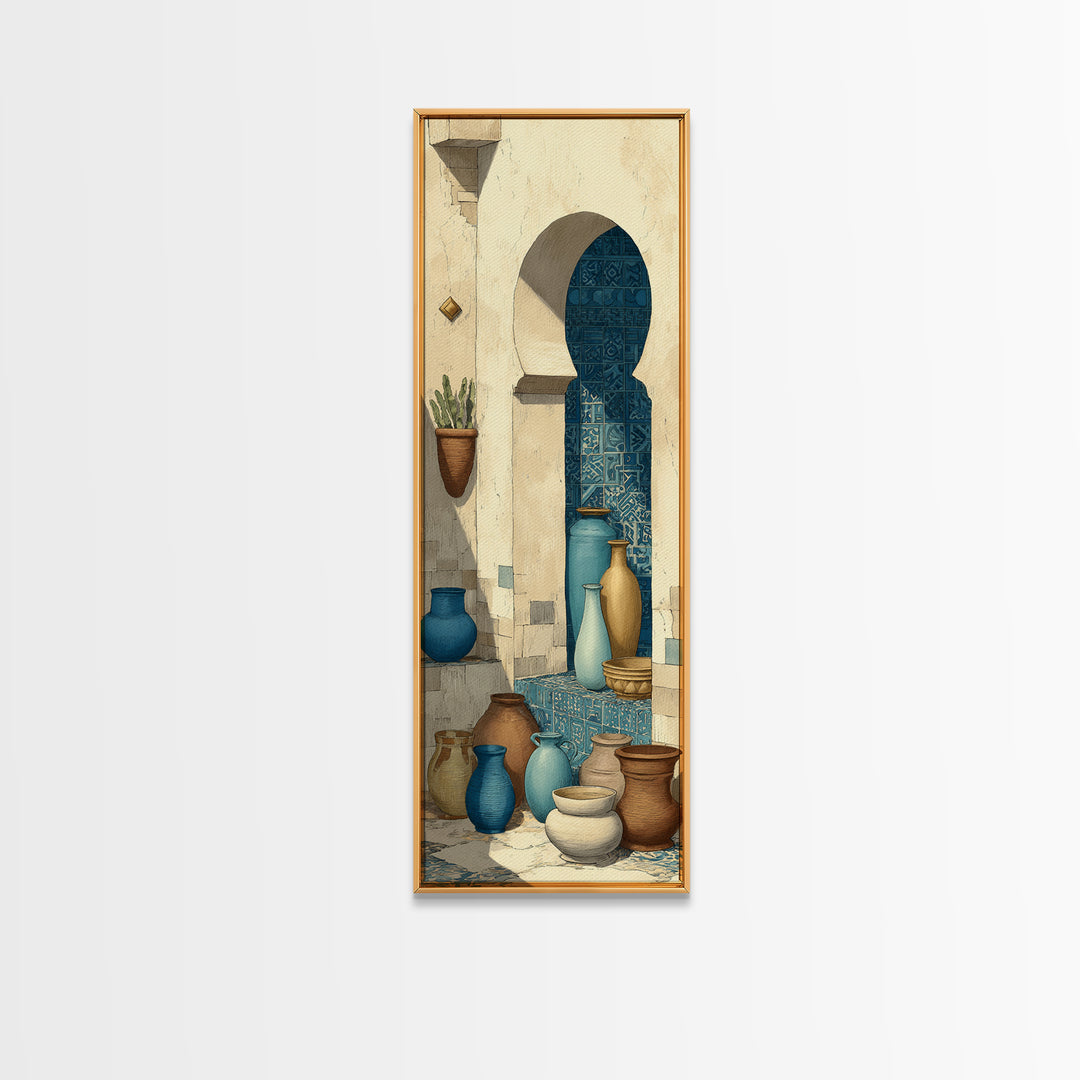 Architectural Archway in Warm Mediterranean Light Canvas Print, Art, Abstract Wall Art, Living Room Decor, Oil Painting, ART-1x3-82
