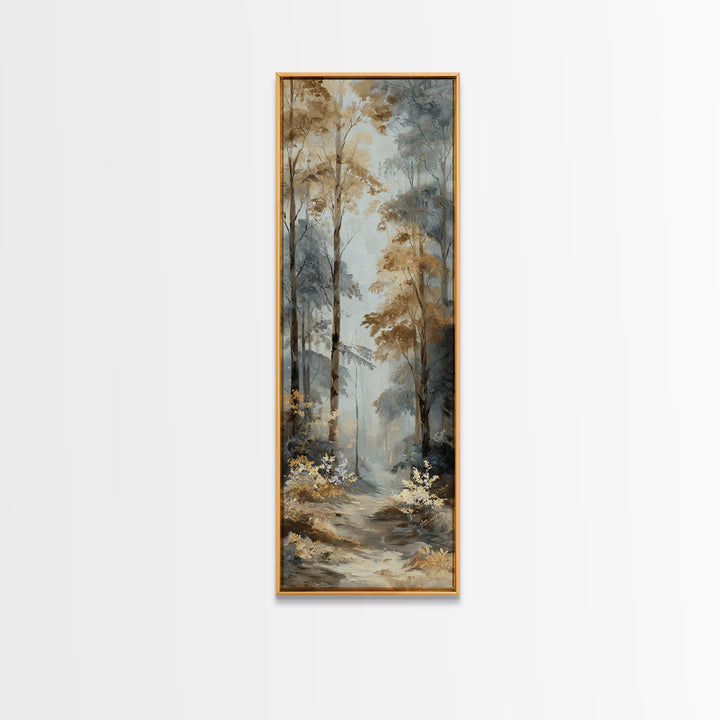 Woodland Path with Golden Autumn Atmosphere Framed Canvas Print, Art, Metal Wall Art, Living Room Decor, Fine Art, ART-1x3-83