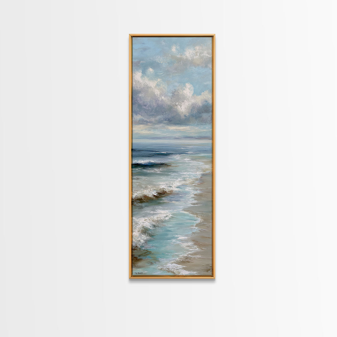 Dramatic Seascape with Foam and Storm Clouds Framed Canvas Print, Art, Wall Art, Living Room Decor, Fine Art, ART-1x3-84