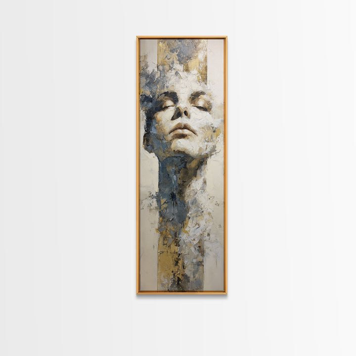 Expressive Portrait with Dramatic Light and Textured Canvas Print, Art, Metal Wall Art, Living Room Decor, Oil Painting, ART-1x3-88