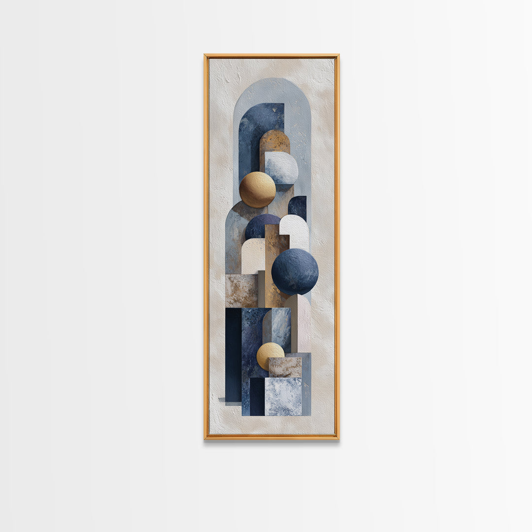 Modern Sculptural Shapes Rendered as Painted Forms Canvas Print, Art, Neutral Decor, Living Room Decor, Abstract Art, ART-1x3-90
