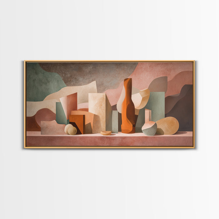 Modern Sculptural Shapes Rendered as Painted Forms Canvas Print, Art, Wall Decor, Living Room Decor, Fine Art, ART-2x1-26