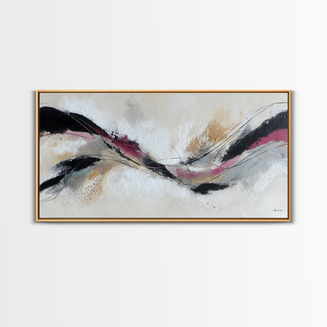 Contemporary Abstract with Layered Pigments and Energetic Framed Canvas Print, Art, Boho Decor, Living Room Decor, Fine Art, ART-2x1-46