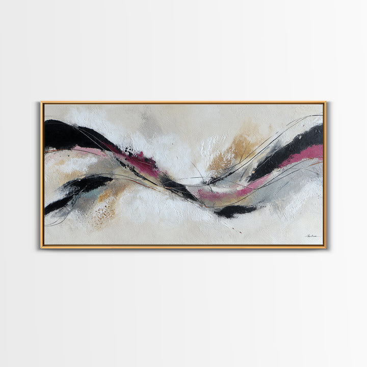 Contemporary Abstract with Layered Pigments and Energetic Framed Canvas Print, Art, Boho Decor, Living Room Decor, Fine Art, ART-2x1-46