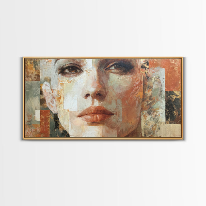Expressive Portrait with Dramatic Light and Textured Canvas Print, Art, Art Prints, Living Room Decor, Fine Art, ART-2x1-48