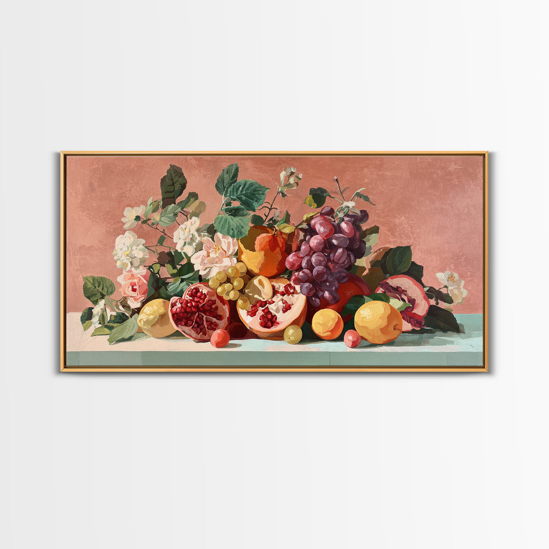 Bold Pop Fruit Composition Framed Canvas Print, Art, Printable Wall Art, Living Room Decor, Oil Painting, Canvas Art, ART-2x1-60