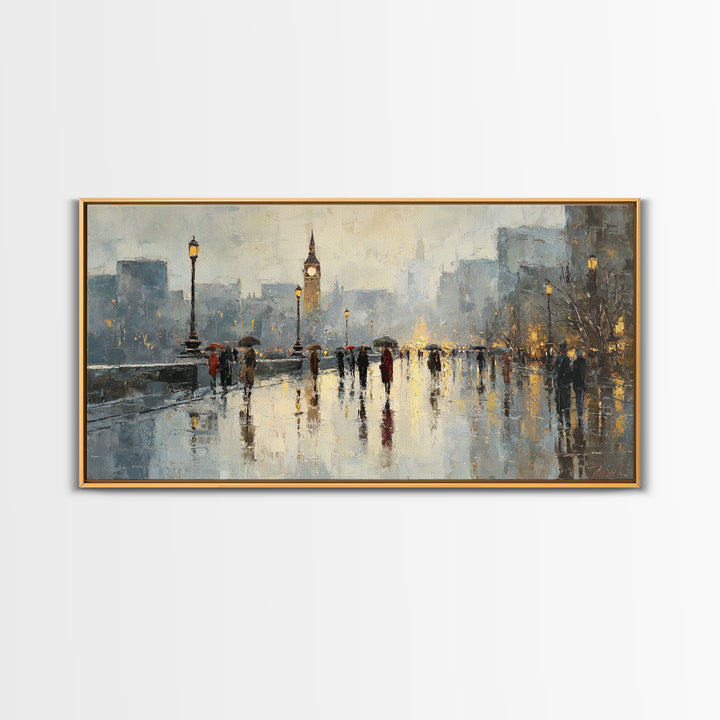 Moody City Scene Reflected Canvas Print, Art, Luxury Decor, Living Room Decor, Fine Art, Metal Wall Art, Art Commission, ART-2x1-78