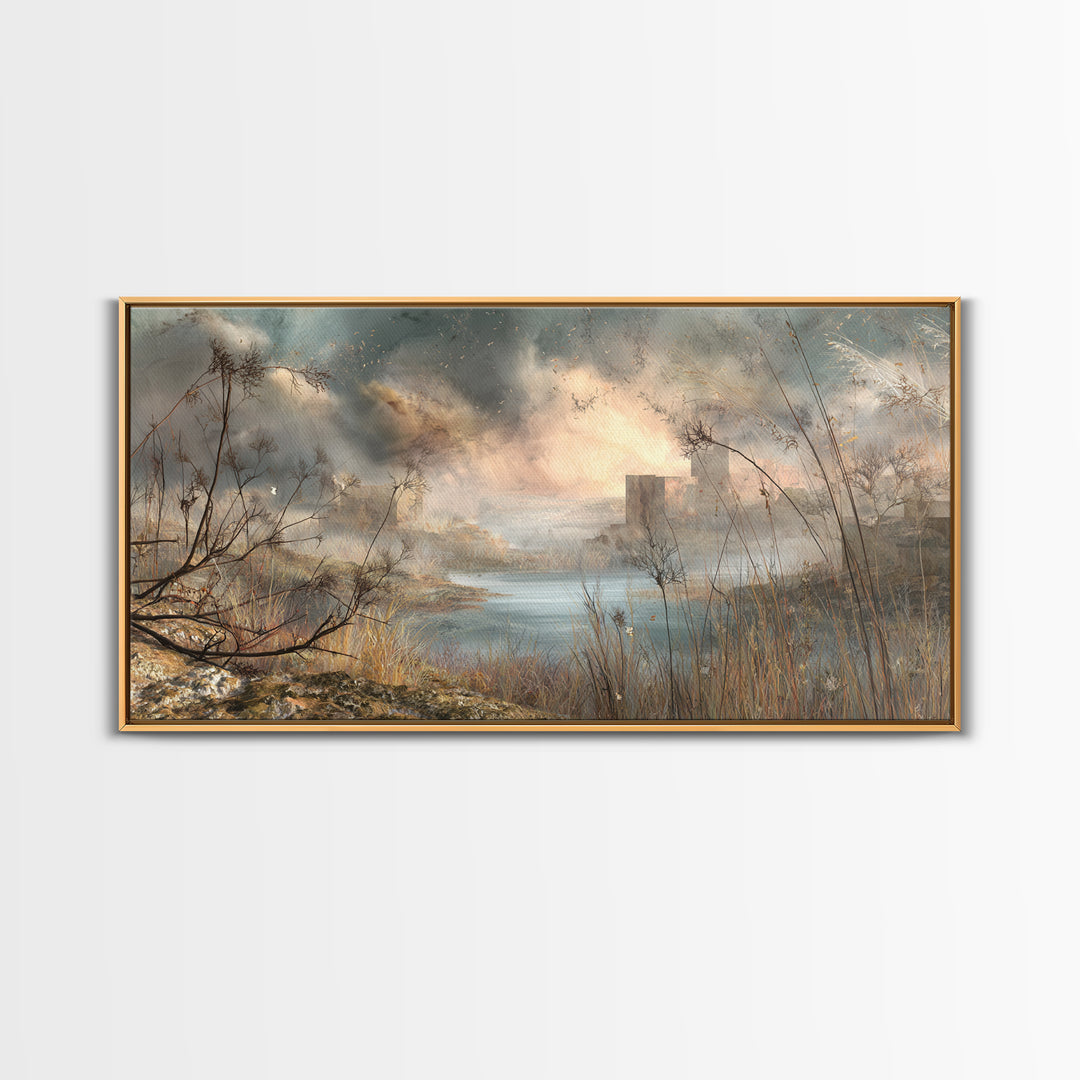 Surreal Dream Landscape Framed Canvas Print, Art, Wood Wall Art, Living Room Decor, Fine Art, Modern Decor, Fine Art Print, ART-2x1-79