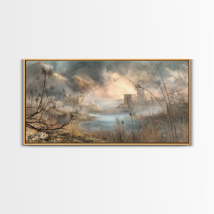 Surreal Dream Landscape Framed Canvas Print, Art, Wood Wall Art, Living Room Decor, Fine Art, Modern Decor, Fine Art Print, ART-2x1-79
