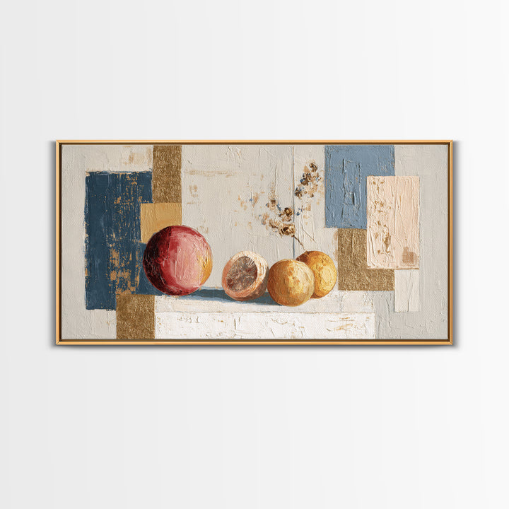 Bold Pop Fruit Composition Framed Canvas Print, Art, Abstract Art, Living Room Decor, Fine Art, Pink Wall Art, ART-2x1-84