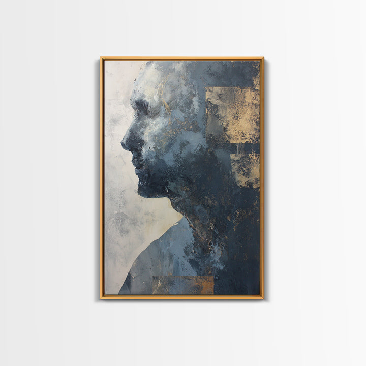 Expressive Portrait with Dramatic Light and Textured Framed Canvas Print, Art, Modern Decor, Living Room Decor, Fine Art, ART-2x3-12