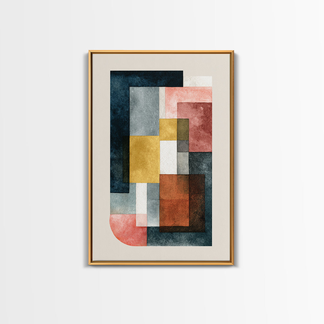 Geometric Color Study Framed Canvas Print, Art, Textured Painting, Living Room Decor, Fine Art, Digital Wall Art, ART-2x3-17