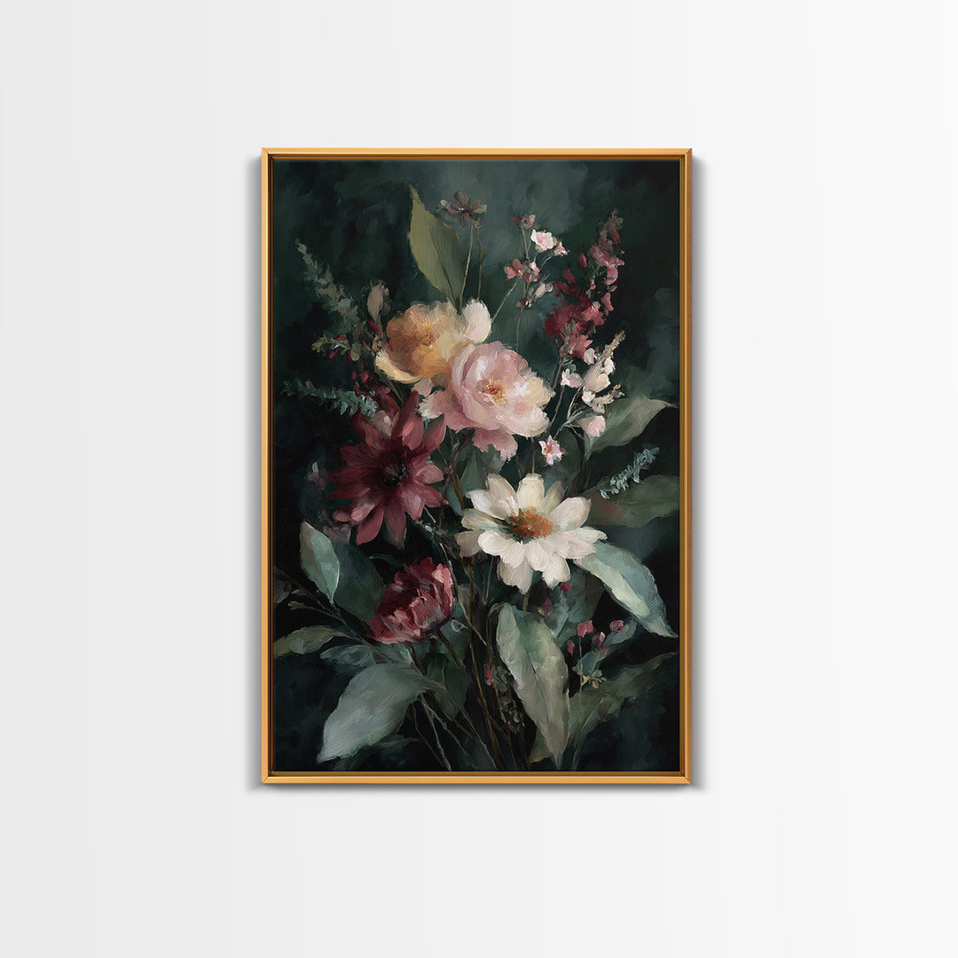 Painterly Meadow with Loose Impressionist Flowers Canvas Print, Art, Boho Wall Art, Living Room Decor, Fine Art, ART-2x3-23