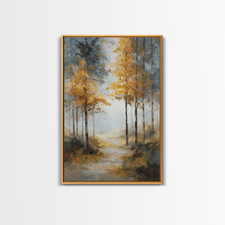 Woodland Path with Golden Autumn Atmosphere Canvas Print, Art, Printable Art, Living Room Decor, Fine Art, Statement Artwork, ART-2x3-31