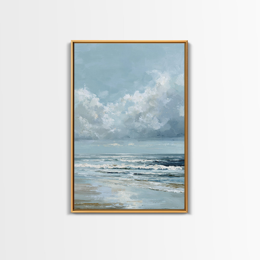 Dramatic Seascape with Foam and Storm Clouds Canvas Print, Art, Canvas Art, Living Room Decor, Fine Art, Horizontal Wall Art, ART-2x3-32