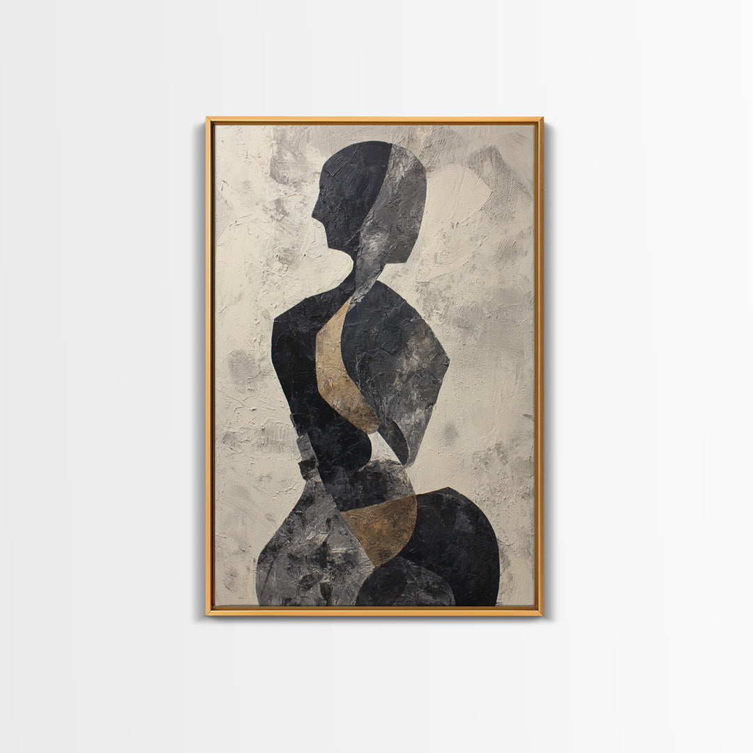 Simple Monochrome Figure Study Framed Canvas Print, Art, Black Art, Living Room Decor, Fine Art, Wall Decor, ART-2x3-44