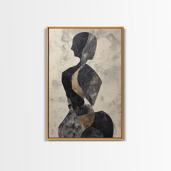 Simple Monochrome Figure Study Framed Canvas Print, Art, Black Art, Living Room Decor, Fine Art, Wall Decor, ART-2x3-44