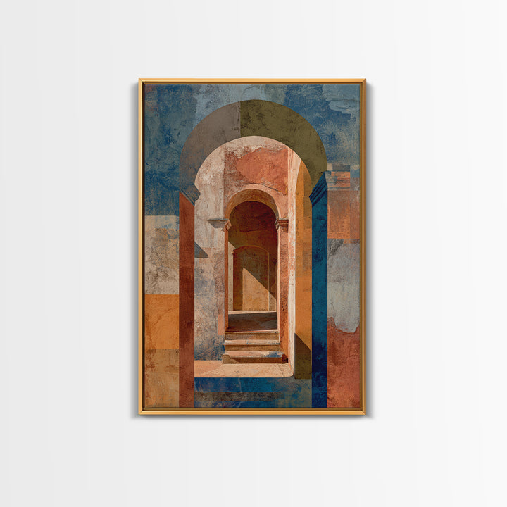 Architectural Archway in Warm Mediterranean Light Framed Canvas Print, Art, Gallery Decor, Living Room Decor, Fine Art, ART-2x3-6