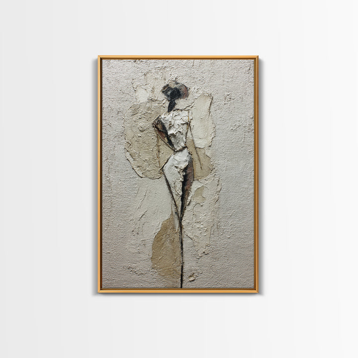 Simple Monochrome Figure Study Framed Canvas Print, Art, Minimalist Decor, Living Room Decor, Fine Art, Large Wall Art, ART-2x3-68